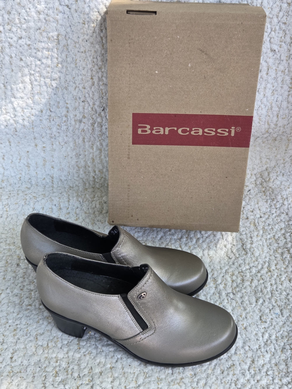 Barcassi Leather Ankle Boots Sivler Metalic NEW!  24.5/US 7.5